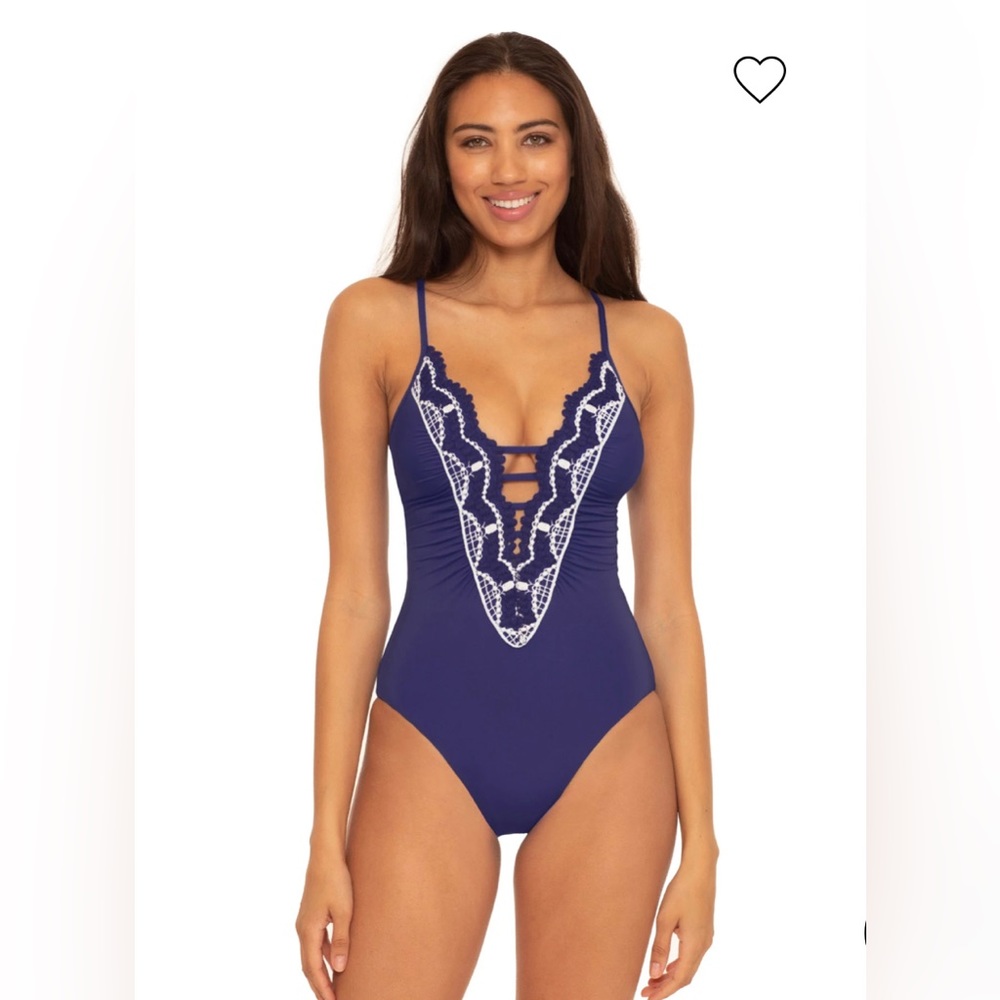 Becca Clare X-back One Piece Swimsuit Small Blue